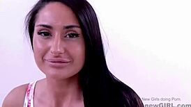 i seduced this stunning model on the sofa, she swallowed my cum