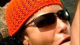 Mature Man Licks and Fucks Exotic Babe's Pussy Outdoors