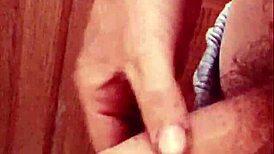 short foreskin handjob during solo masturbation at home