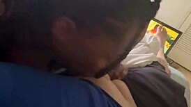 Ebony amateur bends over for doggystyle creampie during holiday weekend