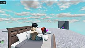 a whore fucks a huge white boy in a roblox collab, craving more intense sex