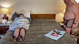 Deep throating mature granny Carmen in close-up action