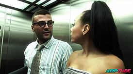 Rough European Sex in Bar with Juicy Latina Vagina