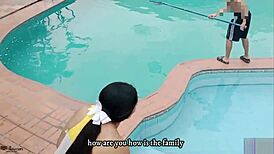 Hey, my big-ass stepsister loves hard doggystyle sex in the public pool