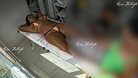 i give massage with micro bikini stuffed in pussy