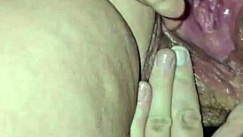 Hey, stepmother is stripping in her new thong, showing off those big tits