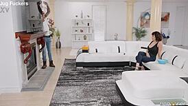 Movie Night Turns into Titty Fuck and Cum