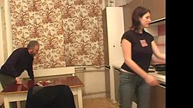 Old lecher Pavel Terrier seduces hairy teen Ashley Sweet with blowjob and cumshot