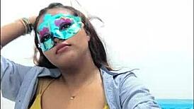 Brunette Student Takes Questionnaire Before Exams, Touching Her Breasts Seductively.