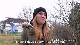 Brunette Euro Babe Suggestively Bangs In Outdoor POV Scene.