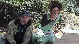 Horny grunge couple screws hard in park with deep doggystyle