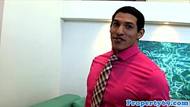 Realtor Babe Gets Drilled on Sofa by Client in Shaved Pussy Handjob Reality Scene