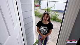 Petite Brunette Liv Revamped Rubs Her Wet Pussy While Sucking A Big Cock