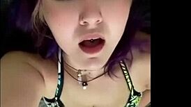 Amber feels intense pleasure squirting for daddy while he's away at work