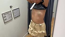 18yo asian teen sucks cock in fitting room and swallows