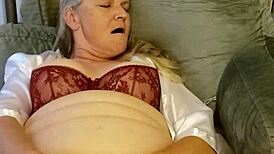 Hot Mature BBW Woman Fucks Her Dildo with Passionate Intensity