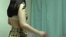 japanese girl strips off sweaty fitness clothes naked