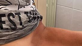 i gently caress my small clitoris in real morning masturbation