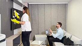 business man creampies latina maid's big ass and pussy