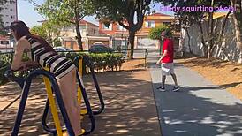 wife shows off in crowded park