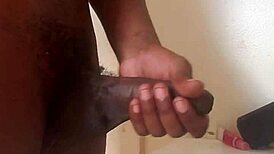 Young girl masturbates intensely to huge black cock monster and cums hard