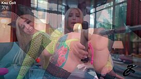 Sexy pussy squirting with huge dildo solo