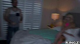 Naughty blonde babysitter gets her tight body slammed hard in rough deepthroat action