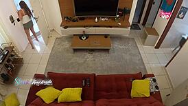 i flash my big natural tits at the naughty delivery boy and suck his monster cock until he cums inside