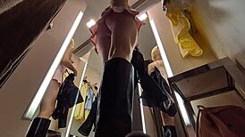 see hot blonde without panties in see-through clothes?