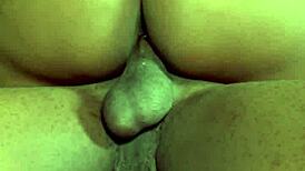 Ebony babe rides and takes doggy creampie with monster cock