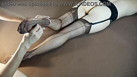 Soles Massage for Horny Milf in Tight Stockings Turns Me On