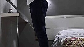 Hot Italian guy jerks huge cock, cums on male ass in jeans!