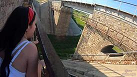 Pawg teen loves risky public fuck with big ass and cum