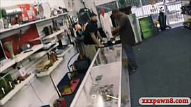 Ebony Babe Teases Pawn Keeper With Her Mouth And Body