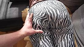 step sister shows off leggings