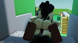 Fucked this dumb slut hard in the ass with my big cock, making her moan loudly.