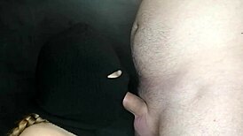 Step sister's hidden face sucks cock deeply