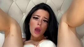 Horny exchange student feels intense pleasure masturbating on webcam