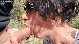 Blowjob in the Woods with Slutty Wife Swallowing Deep. Hell Yeah!