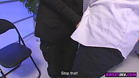 Japanese police lady shows off hairy pussy in Indonesian teen scene.