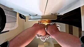 i super hot petite 18+ blonde cheerleader wearin a short miniskirt with see through top showin her tits and flashin pussy under skirt