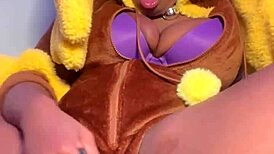 I squirted everywhere in my lopunny cosplay during horny masturbation.