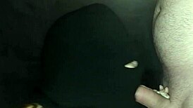my step sister’s hot mouth works cock under a hidden balaclava