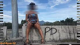 Wife shows pussy to everyone on the street