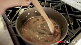 Getting Head From Big Tits Stepmom While Making Eggs