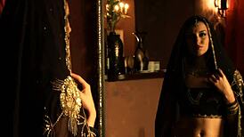 indian goddess revealing body in a sensual striptease