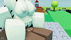 Fucked this dumb slut hard in the ass with my big cock, making her moan loudly.