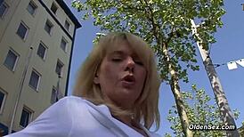 German blonde milf goes wild on casting toy!