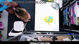 Cute big ass blonde teen aria banks gets caught shoplifting and deals with mall cop london ford.