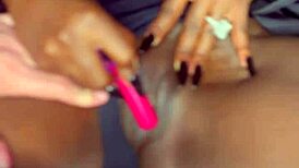 I watch my sexy black model masturbate with vibrator